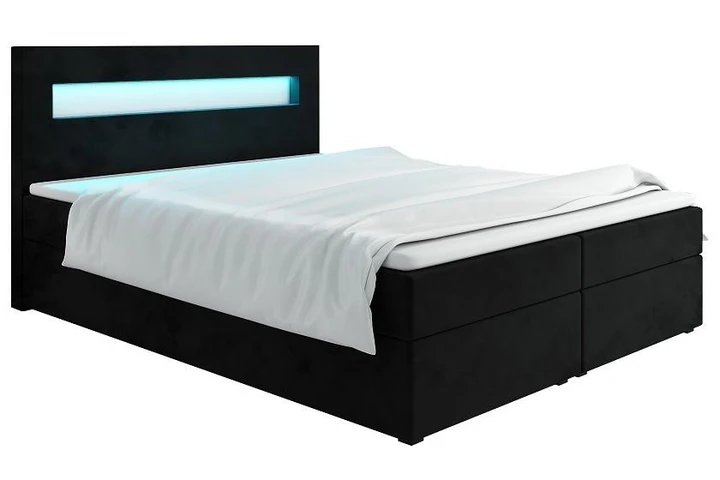 MALONE 200x200 cm kontinentální postel boxspring s led osvětlením