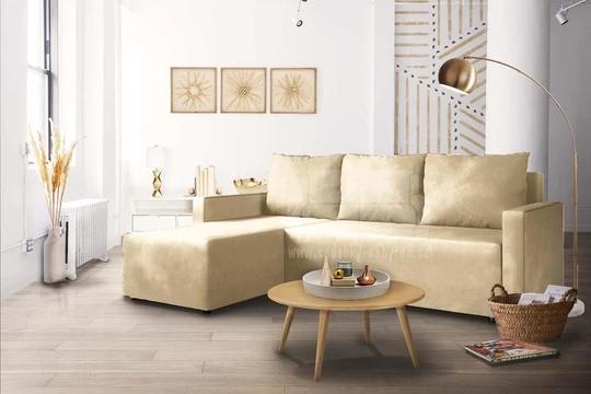 VIESTE rozkládací rohová sedačka s úložným prostorem, béžová