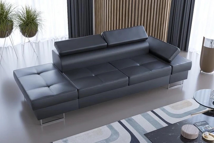 SANDET IV moderní lenoška s polohovací opěrkou v pravé kůži