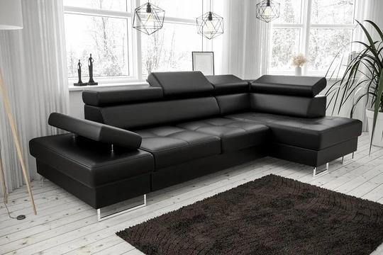 SANDET MINI moderní sedací souprava s polohovacími záhlavníky v pravé kůži