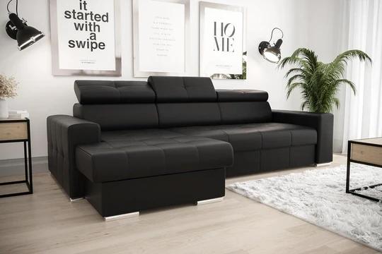 LINDE elegantní sedací souprava s polohovacími záhlavníky v pravé kůži