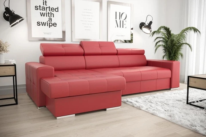 LINDE elegantní sedací souprava s polohovacími záhlavníky v pravé kůži