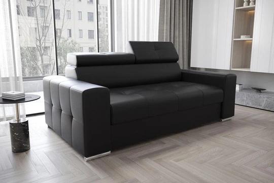 LINDE 2 elegantní pohovka s polohovacími záhlavníky v pravé kůži