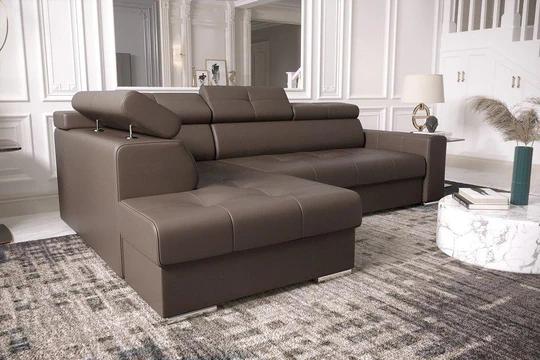 LINDE 4 elegantní sedací souprava s polohovacími záhlavníky v pravé kůži