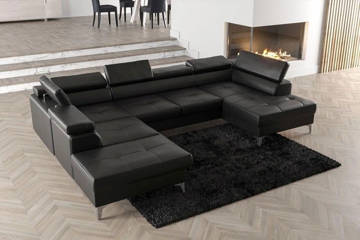 TUSCI MAX II sedací souprava ve tvaru do U s rozkládací funkcí v pravé kůži