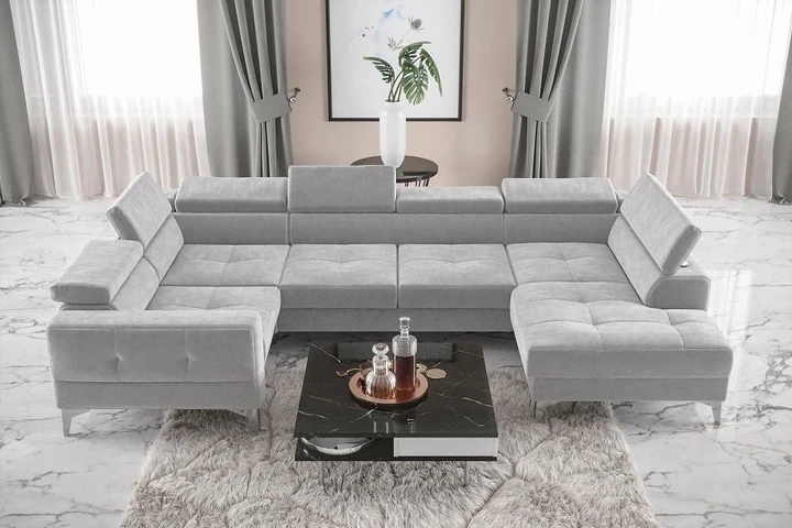 TUSCI MAX I moderní sedací souprava ve tvaru do U s rozkládací funkcí