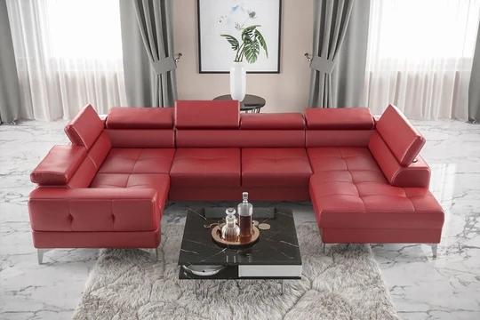 TUSCI MAX I sedací souprava ve tvaru do U s rozkládací funkcí v pravé kůži