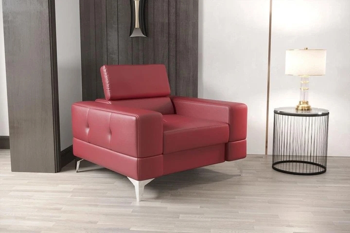 TUSCI I moderní křeslo s polohovatelným záhlavníkem v pravé kůži