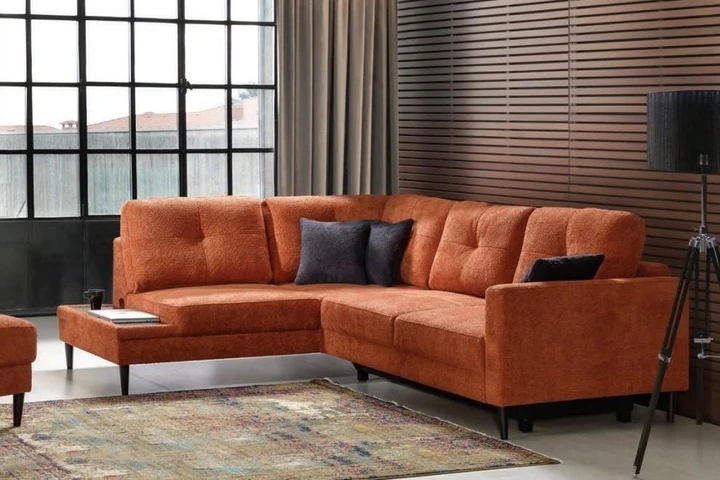 OSKAR L rohová rozkládací sedačka s integrovaným stolkem