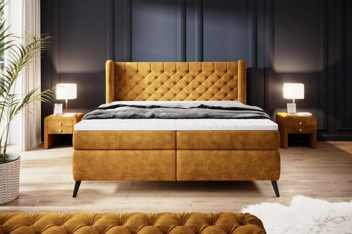 ZLATA 140x200 komfortní boxspring postel s dekorativním prošíváním
