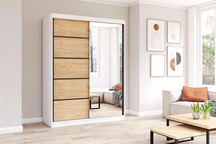 NIKOL 05 šatní skříň se zrcadlem a posuvnými dveřmi