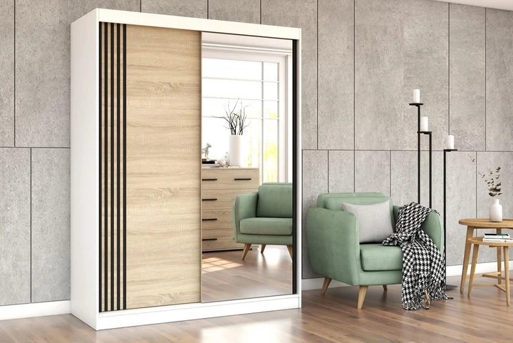 NIKOL 07 šatní skříň se zrcadlem a posuvnými dveřmi