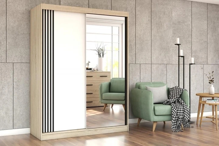 NIKOL 07 šatní skříň se zrcadlem a posuvnými dveřmi