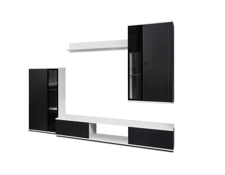 CAROL MDF III obývací stěna, černá/bílá