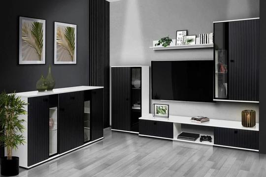 CAROL MDF III obývací stěna, černá/bílá