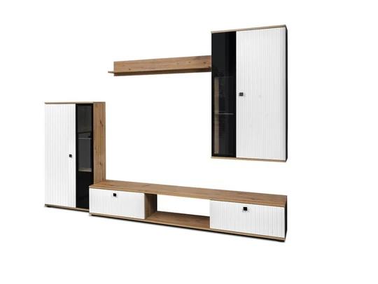 CAROL MDF IV obývací stěna, bílá/dub artisan