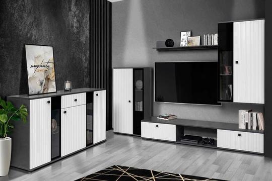 CAROL MDF VIII obývací stěna, bílá/matera