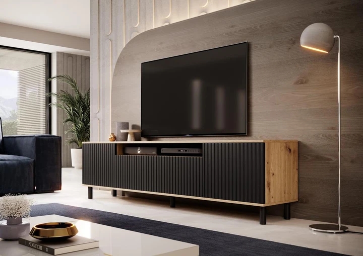 FREZIA TV stolek, černý/dub artisan