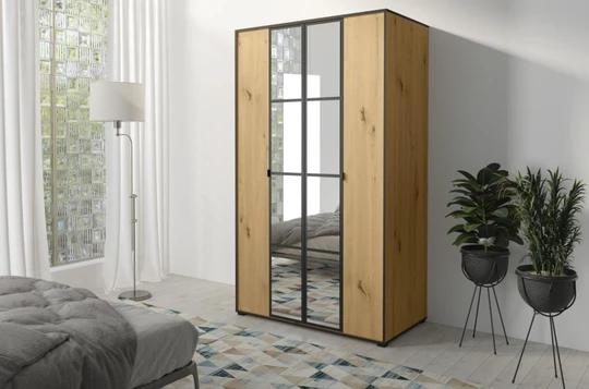 SOLNA šatní skříň 120, dub artisan/černá