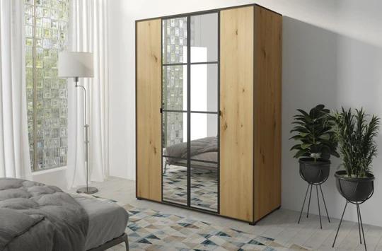 SOLNA šatní skříň 150, dub artisan/černá