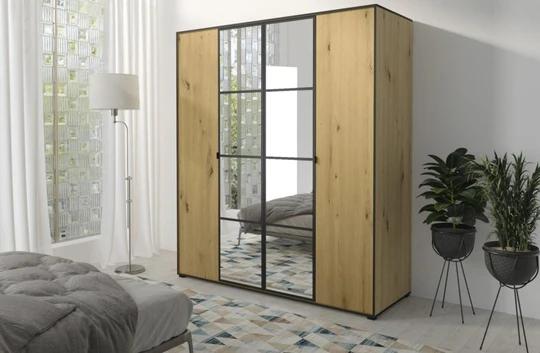 SOLNA šatní skříň 180, dub artisan/černá