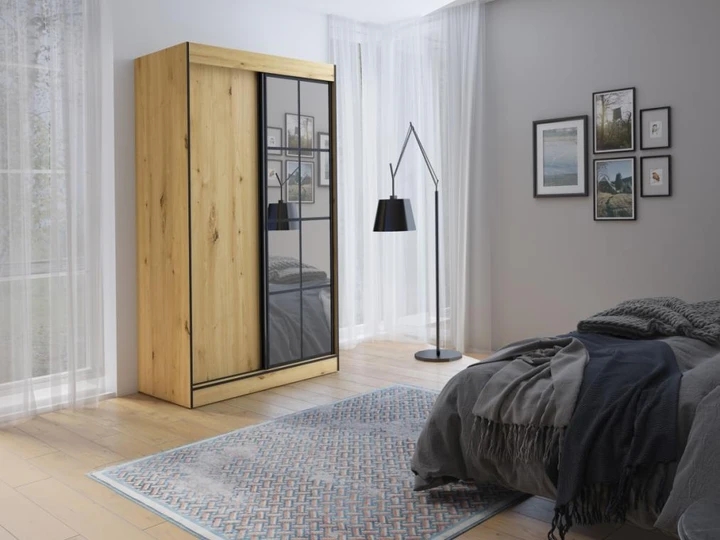 SOLNA II šatní skříň 120, dub artisan/černá