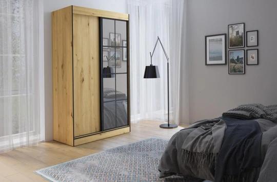 SOLNA II šatní skříň 120, dub artisan/černá