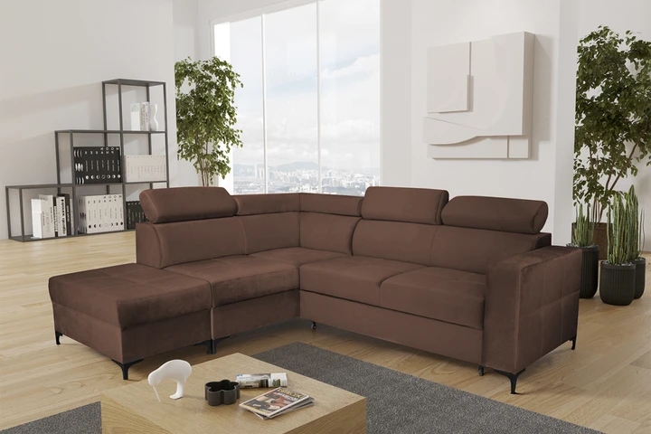 NEMO rozkládací rohová sedačka s taburetem