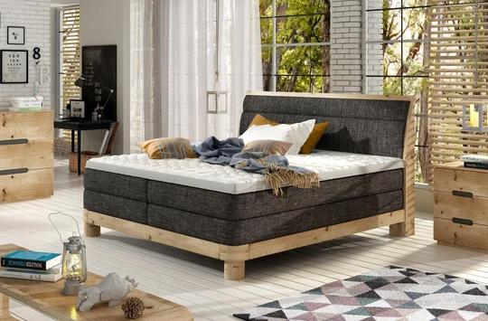CARILLO 180x200 cm kvalitní boxspring postel v dřevěném rámu
