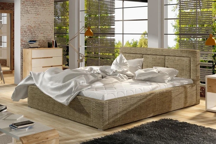 MARCELO II 200x200 cm čalouněná postel s kovovým roštem a úložným prostorem