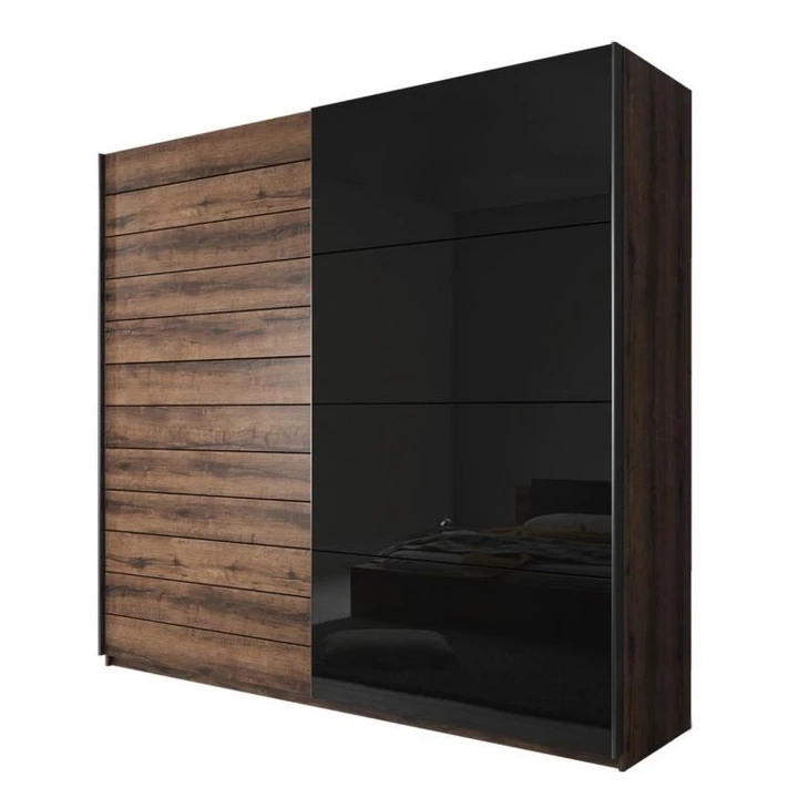 CHANELL SKŘÍŇ 2D - 200 cm, dekor dub monastery/černý lesk