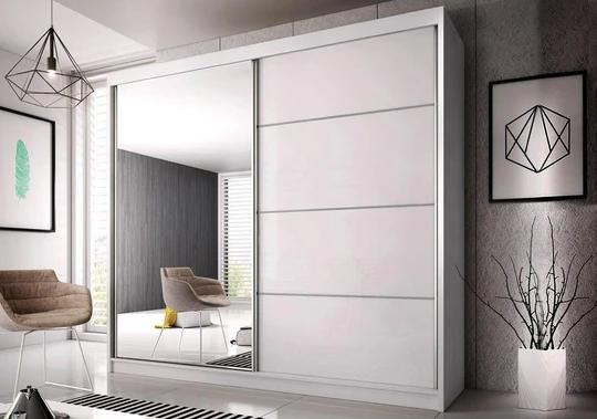 MULTI 35 šatní skříň se zrcadlem a posuvnými dveřmi, bílá | 3 rozměry |,  183 cm