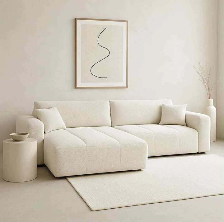 BIANCA rozkládácí rohová sedací souprava s úložným prostorem - bílá