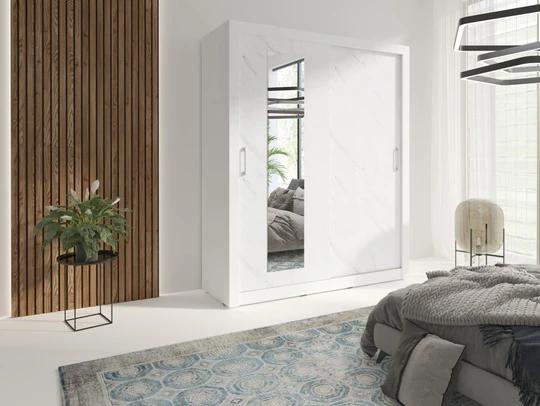 TIMEA šatní skříň s posuvnými dveřmi, bílá