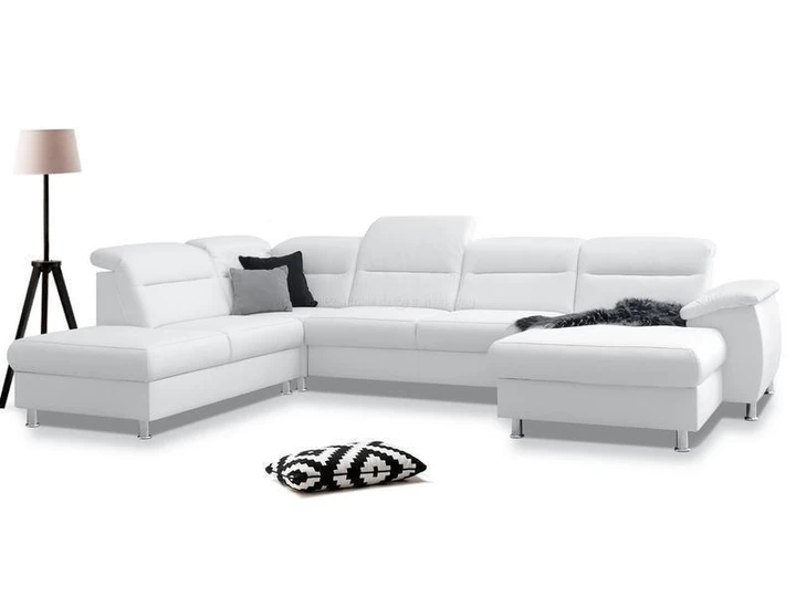 PERLA U rozkládací sedací souprava ve tvaru U s polohovacími záhlavníky