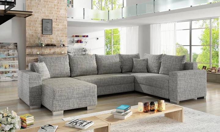 ARMANI elegantní sedací souprava ve tvaru U s rozkládací funkcí a úložným prostorem